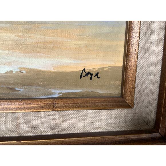 Vintage Oil Seascape Painting on Canvas Board Signed Frame Marked Mexico - Picture 5 of 10